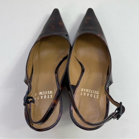 Stuart Weitzman Slingback Tortoise Shell Point-Toe Wedge Heels‎ - Picture 13 of 16